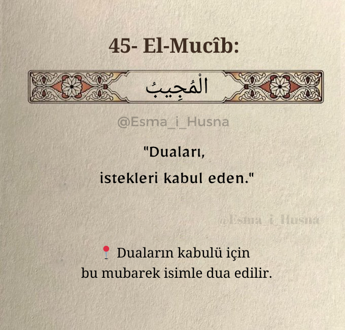 Rabb'im sen hayırlı sonuç verecek dualarımızı kabul eyle  🤲   

||▪️ <a href="/Esma_i_Husna/">Esmaü'l-Hüsna</a> .