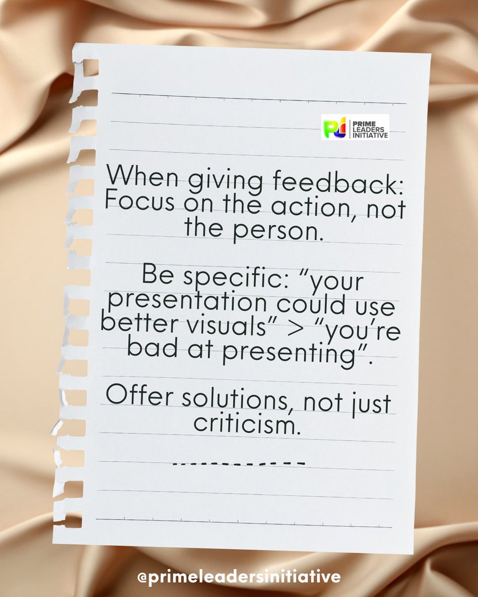 PLInitiative's tweet photo. Let’s be real—feedback can sting 🐝
But it’s also the secret sauce to becoming a stronger leader 🌟
Give &amp; receive it without catching feelings 😂
#PrimeLeadersInitiative #LeadershipGrowth #YouthEmpowerment #FeedbackCulture https://t.co/d1SWSfdDzB
