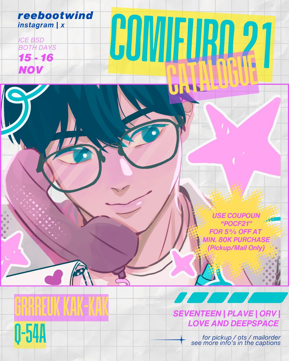 reebootwind's tweet photo. (1/4) [❤︎ and ⤷⤵ are appreciated ❀˖°]
Hello! My  CF21 catalogue is finally here :""
PO and a small giveaway are open!

✦ OTS, Pickup, & Mail Order
✦ Pickup period: 12 - 14 Nov 2025
✦ Mail Order period: 12 - 21 Nov 2025
✦ Fandom : Seventeen | Plave | ORV | Love and Deepspace
⋆. 𐙚 ˚ GA  of 100k worth of merch for 2 winners
Rules :  ❤︎  and  ⤷⤵ , comment your wishlist and mention 2 friends!
More Infos and 🔗 below

And good luck! ✿˚ ༘ ⋆｡♡˚
#CFXX1Catalogue #Comifuro21

1 \ Seventeen Merch