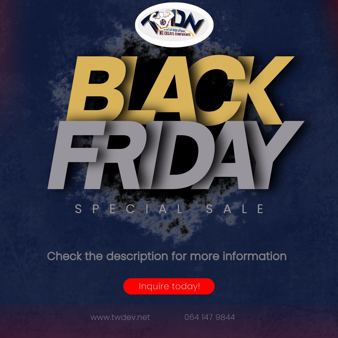 TW_DevNet's tweet image. This Black Friday TWDN is giving away a free .co.za domain when you sign up for a year of the basic and standard packages! For more information contact us today
#BlackFriday #deal #Website #Domains