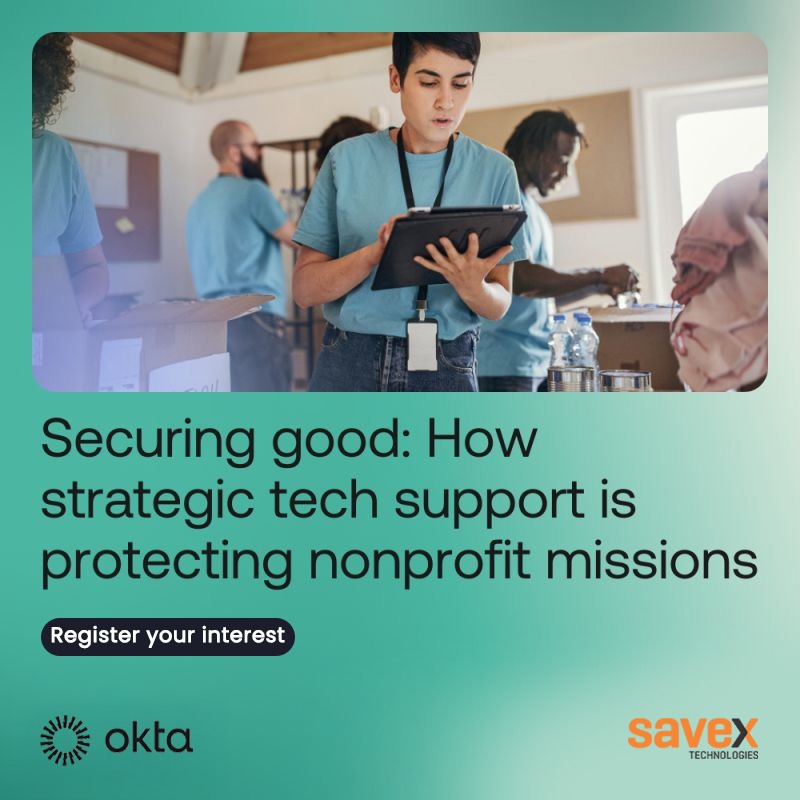 SavexTechnology's tweet image. Nonprofits are vital, and protecting their mission is our priority. 
In today’s digital world, strategic tech support isn&apos;t a luxury, it&apos;s essential for Securing Good. 

Contact us here for more details: marketing.savex.in/_SavexInquiry/…

#SecuringGood #Okta #SavexTechnologies