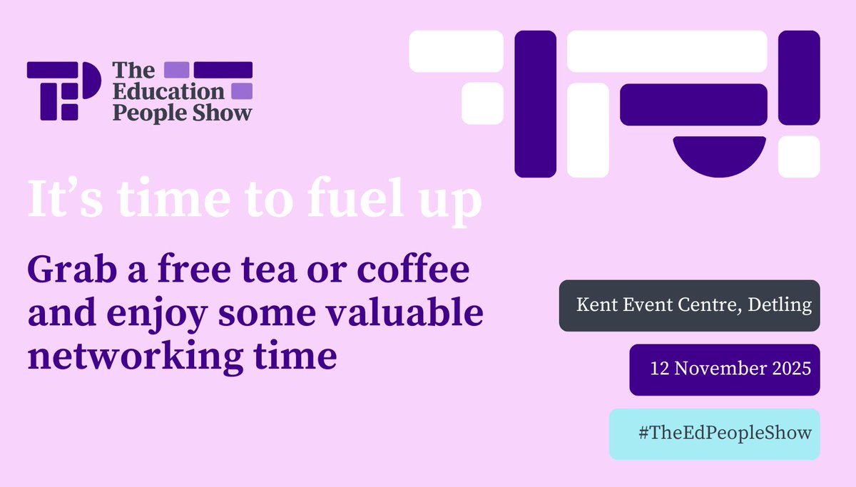 It's 09.50 so time to refuel, grab a free tea/coffee from the catering areas or a hot drink from <a href="/TheEdPeople/">The Education People</a> basrista! #TheEdPeopleShow