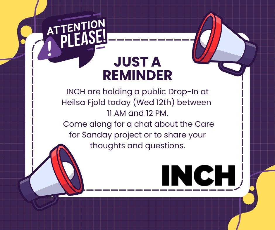 SandayDT's tweet photo. INCH are holding a public Drop-In at Heilsa Fjold today (Wed 12th) between 11 AM and 12 PM. Come along for a chat about the Care for Sanday project or to share your thoughts and questions. https://t.co/lYVgeWAvRR