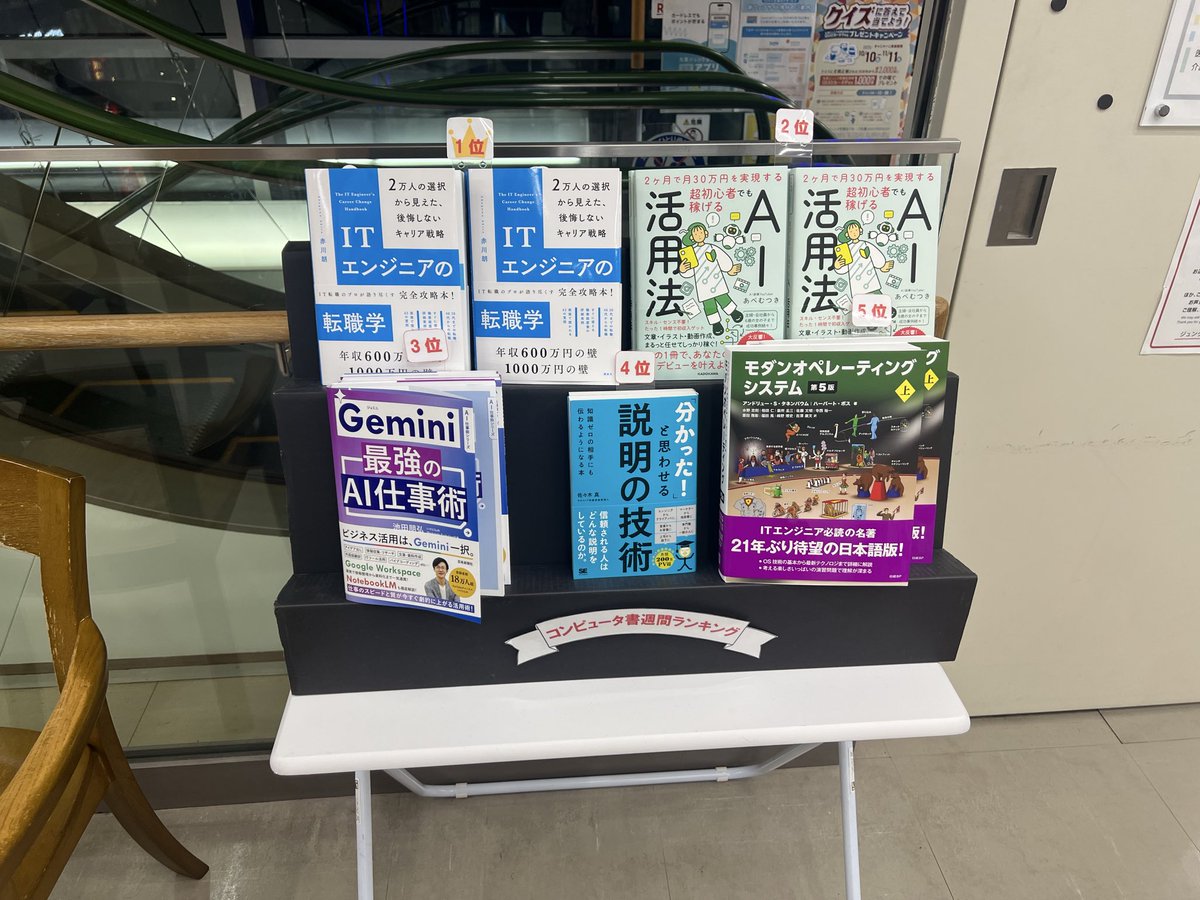 kspub_kodansha's tweet image. ＼🥇発売後3週連続1位🥇／
なんと『ITエンジニアの転職学』が、ジュンク堂池袋本店様のコンピュータ書フロアで3週連続の1位です🎉
本当にありがとうございます！！