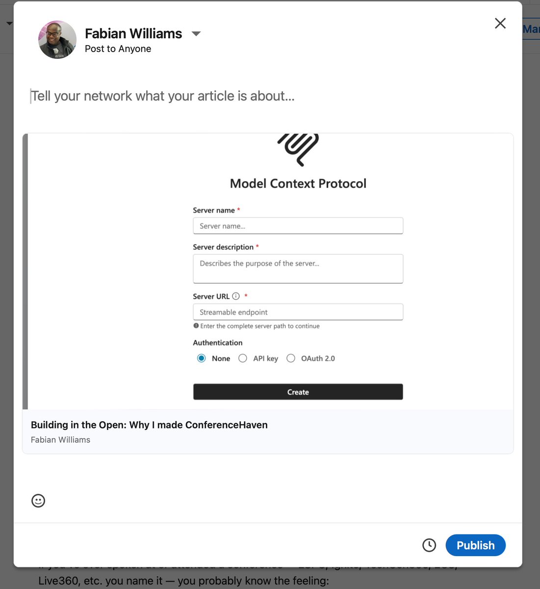 fabianwilliams's tweet image. Heading to #MSIgnite or #ESPC?  You wan to find the right #Sessions &amp;amp; right #Speakers using this #MCP tool 🎉 Connect  #ConferenceHaven to #ChatGPT, #Claude, or #Copilot Studio in &amp;lt;60 seconds. No command line, just drop in the link or easy setup mcp.json👉 go.fabswill.com/ch-allsetupgui…