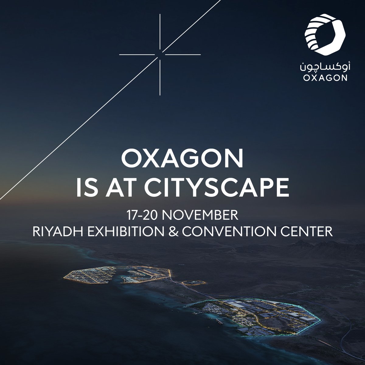 NEOMOxagon's tweet image. We’re proud to be part of Cityscape Global 2025, taking place in Riyadh from 17–20 November.
 
Visit us at the NEOM Stand (H2.A10), Riyadh Exhibition &amp;amp; Convention Centre (Malham), and discover how Oxagon and Port of NEOM are shaping the future of sustainable industry and global…