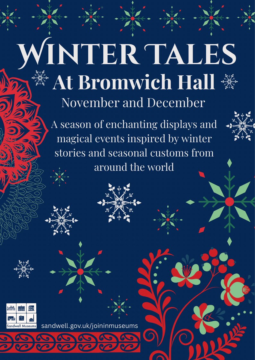 Our festive winter season starts this Saturday 15 November at Bromwich Hall with a Winter Tales open day. You will be able to see piecesby local
craft groups displayed around the museum and enjoy a cuppa in the tearoom