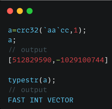 DolphinDB_Comm's tweet image. crc32(str) hashes strings via CRC32 algorithm, outputting an INT! 🔒

Optional initial checksum—useful for fast data integrity checks or string hashing.

#DolphinDB #Hashing #DataIntegrity