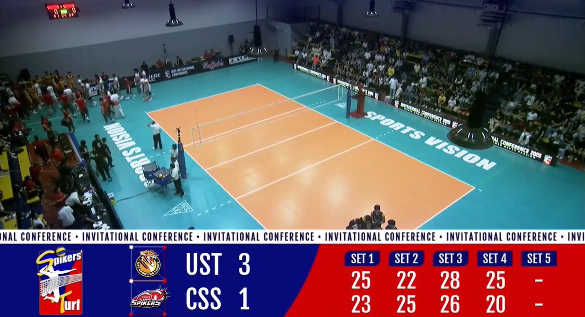 OperationVesper's tweet photo. Upset Alert! 🚨
UST Golden Spikers haunt Cignal again, this time in Spikers Turf Invitational Conference: 25-23, 22-25, 28-26, 25-20.
#SpikersTurf2025 #SpikersTurfInvitationalConference https://t.co/JoRF39s5xy