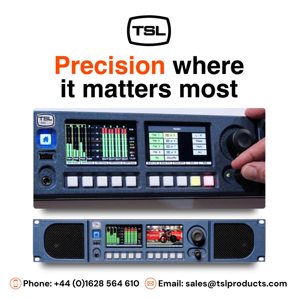 Every operator knows good metering isn’t just compliance, it’s awareness. In live production, an AMU that displays true loudness and phase information clearly, without lag or colour grading issues, gives engineers the assurance to act instantly and confidently.

#TSL