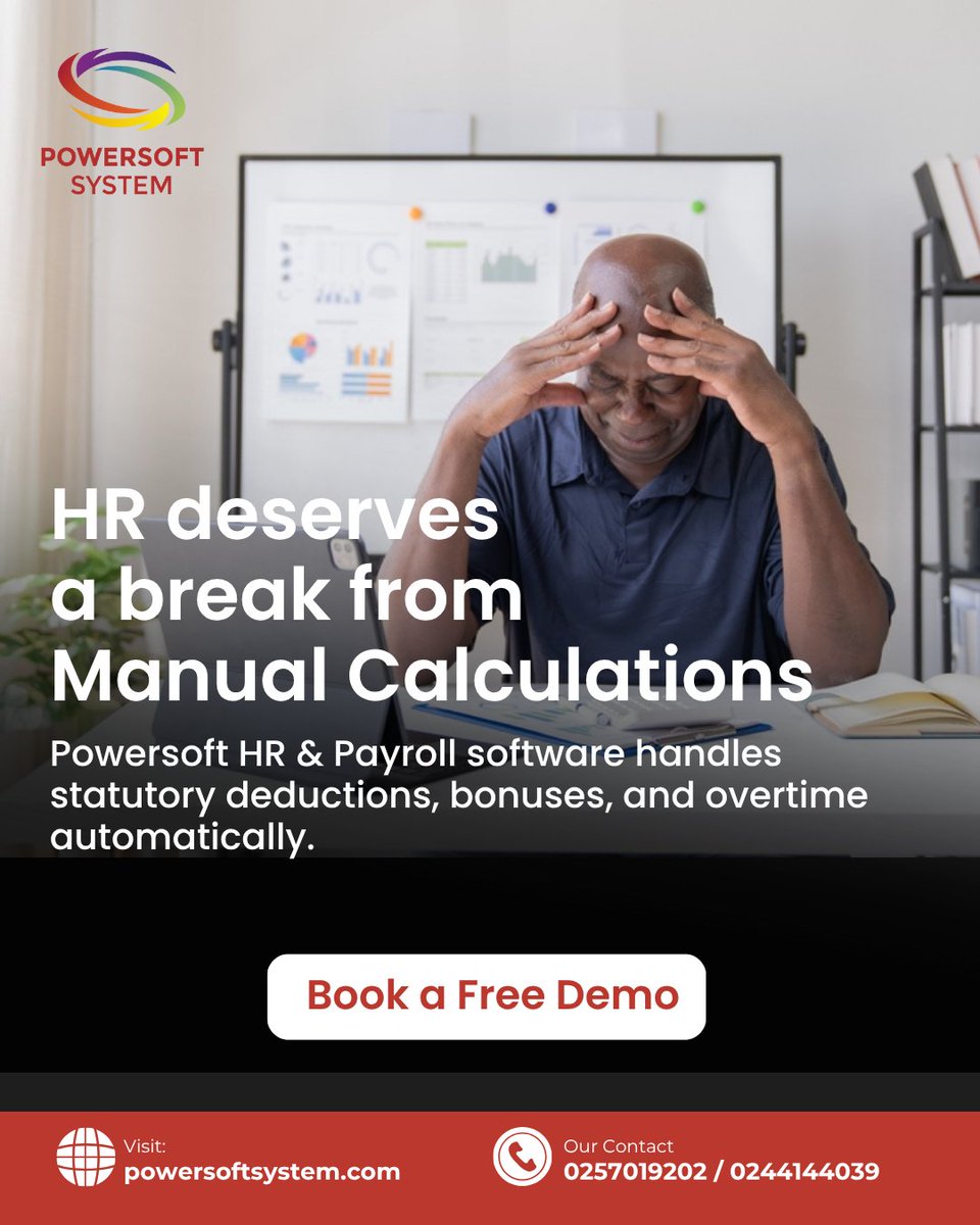 PowersoftSystem's tweet photo. 📌Stop wasting hours on manual payroll!
Powersoft HR &amp; Payroll software handles statutory deductions, bonuses, and overtime automatically.

Visit https://t.co/U0MJ6cqjr9 to join our happy customers

#powersoftsystem #hr #payrol #hrsoftware #payrollsoftware #manualpayroll https://t.co/IZ1nLDVzdp
