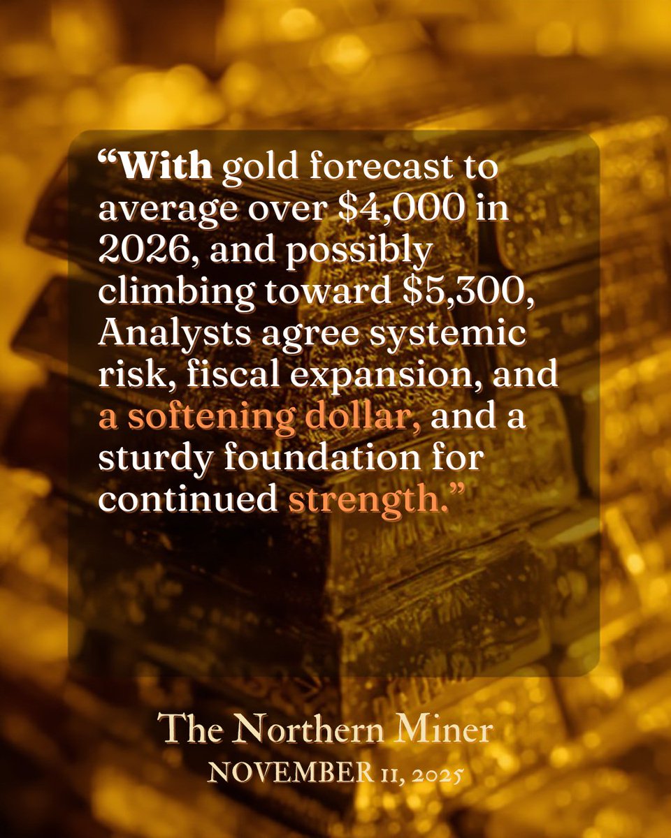 Analysts now see gold hitting US$5,300/oz by 2026 as central banks keep buying and fiscal risks grow. Dynasty Gold (TSX.V: DYG) continues advancing its high-grade Thundercloud Project in Ontario.

#Gold #TSXV #DYG #Mining #Investing #ThundercloudProject