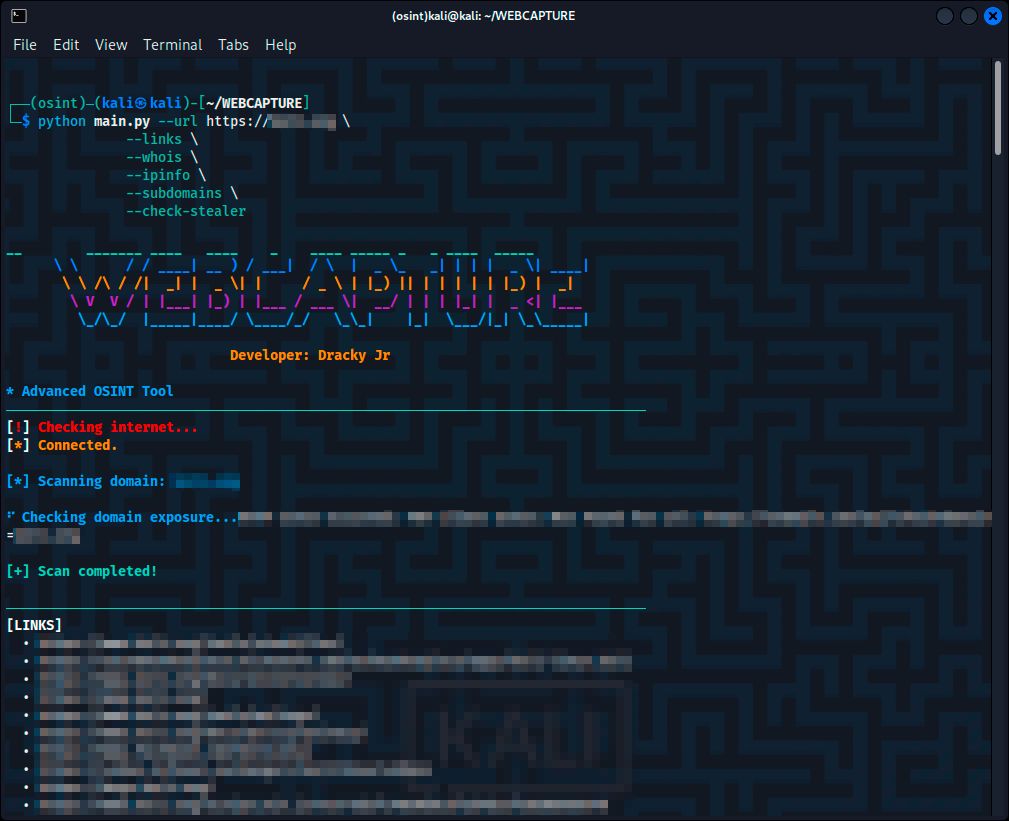 HackingTeam777's tweet image. 𝗪𝗲𝗯𝗖𝗮𝗽𝘁𝘂𝗿𝗲 👨🏽‍💻

Es una herramienta de OSINT, diseñada para recopilar y analizar inteligencia disponible públicamente de un sitio web o dominio determinado.
Automatiza tareas clave de reconocimiento y escaneo, tales como:

- correos electrónicos
- teléfonos
- enlaces
-…