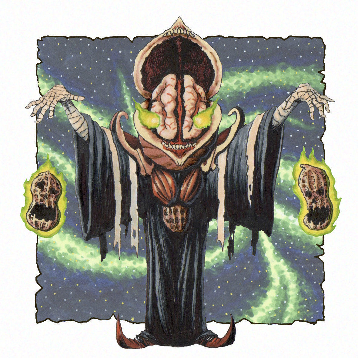 ChorilateLight's tweet photo. 🥜Nefarious Nutty Necromancer🥜
The weird walnut wizard brought back the fallen nuts to the realm of the living!
Drawing of a silly dark mage!
#ChorilateCreatures #Wizard #characterart https://t.co/aVpE0EygAj