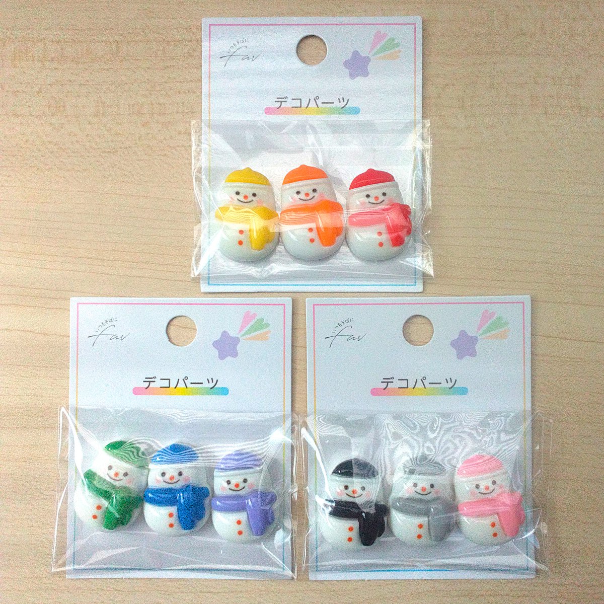 ころんと可愛いスノーマン3色セット♪ お気に入りの子を貼ったり  