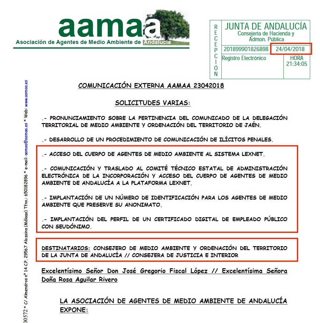 Publicado en BOJA el reconocimiento de uso del CERTIFICADO ELECTRÓNICO PROFESIONAL con el NIA para <a href="/AAMM_And/">Agentes Medioambientales de Andalucía</a> 

La <a href="/aamaa_es/">AAMAA</a> lleva años justificando esta necesidad legal

Agradecemos a <a href="/MedioAmbAND/">Consejería de Sostenibilidad y Medio Ambiente</a> que haya atendido esta petición y esperamos considere las enmiendas a la nueva #Ley