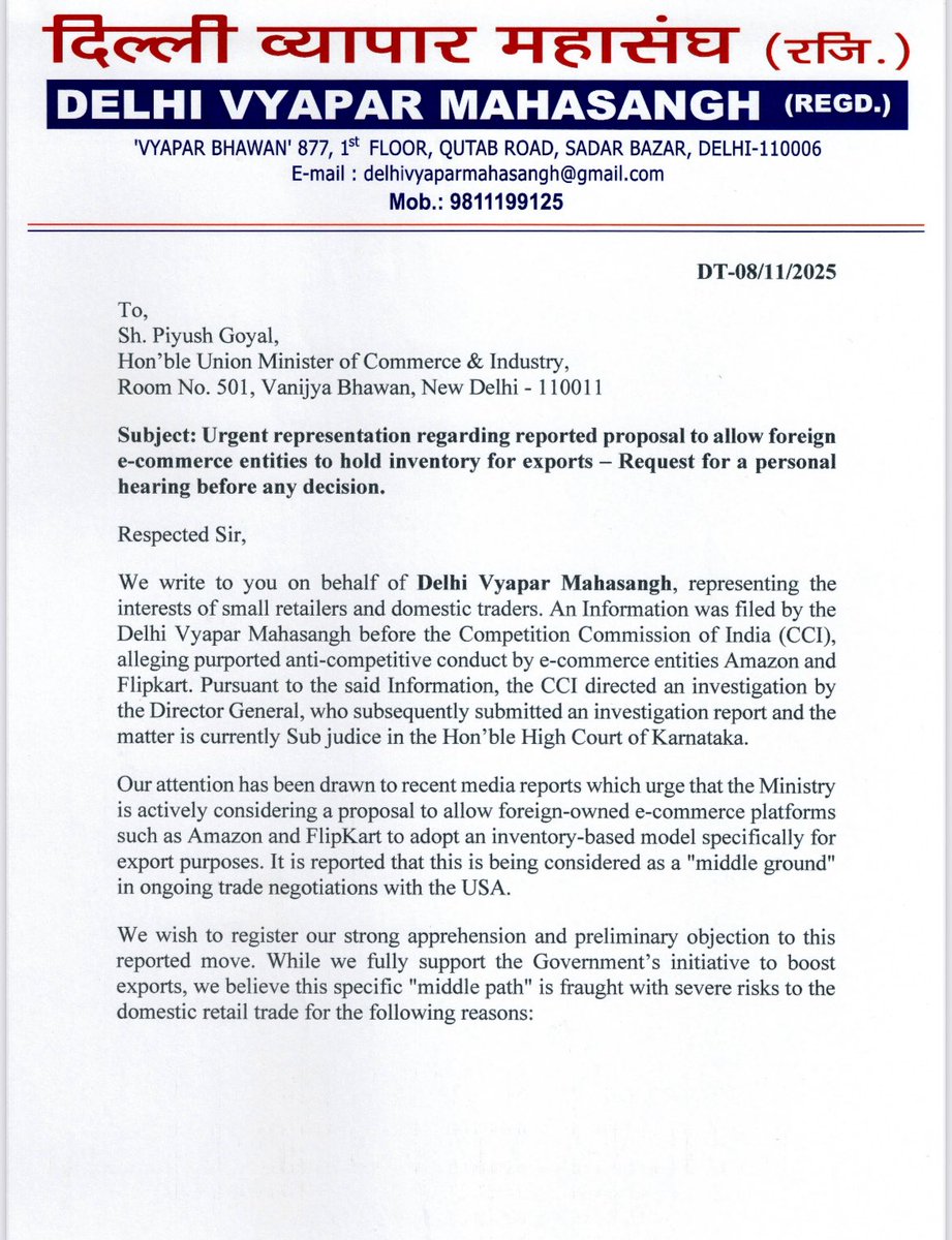 Delhi Vyapar Mahasangh tweet media