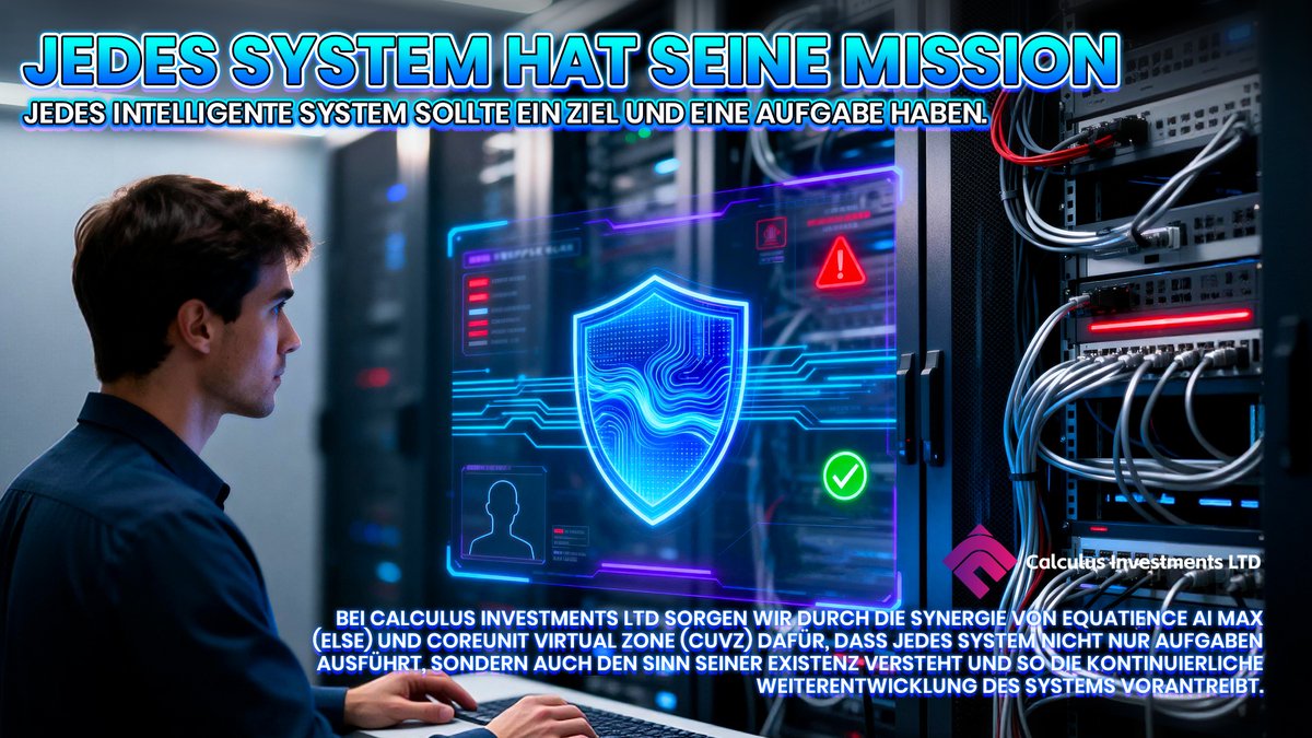 ⚙️ Jedes System hat seine Mission – mehr als bloße Funktion, es ist der Antrieb hinter der Evolution der Intelligenz.
Bei Calculus Investments LTD vereinen ELSE &amp; CUVZ Rechenkraft und Sinn – Systeme, die verstehen, warum sie handeln. 🌐💡

#CalculusInvestments #EquatienceAIMax