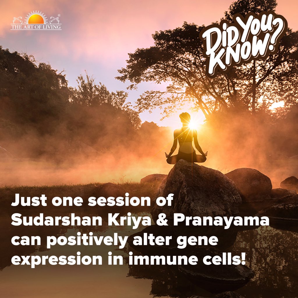 nutankessa's tweet image. A Norwegian study found that just one session of Sudarshan Kriya &amp;amp; Pranayama (taught in the #HappinessProgram) can alter gene expression in immune cells.
Experience it yourself this weekend in Johannesburg (Nov 14–16)!
🔗 artofliving.org/za-en/program/…
📖 journals.plos.org/plosone/articl…