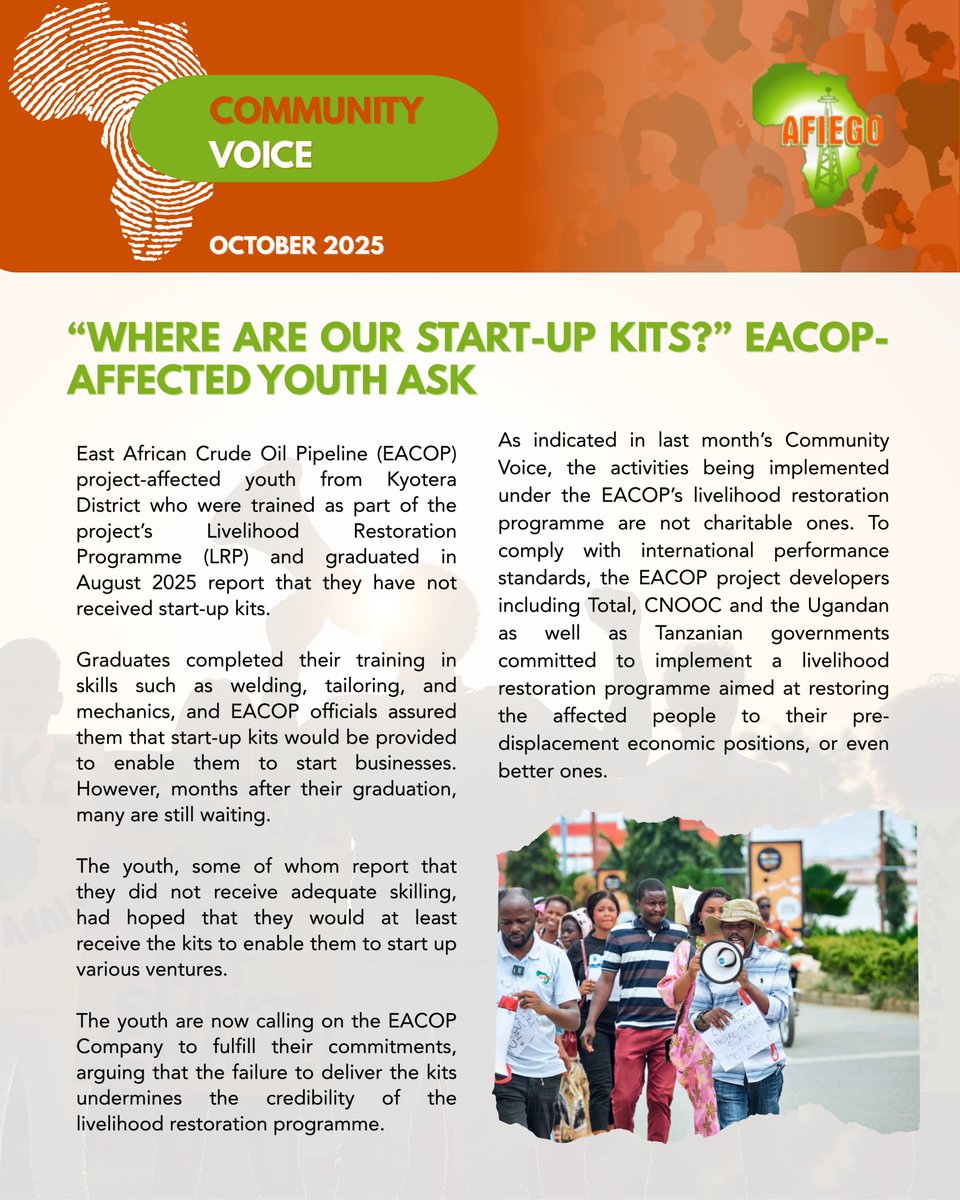 📢MUST-READ: Updates from oil-affected people including:
➡️Community paths blocked as EACOP progresses
➡️Lwengo residents decry dust &amp; noise pollution caused by EACOP
➡️'Where are our start-up kits?' EACOP-affected youth ask
💪Read &amp; demand that EACOP addresses the injustices.