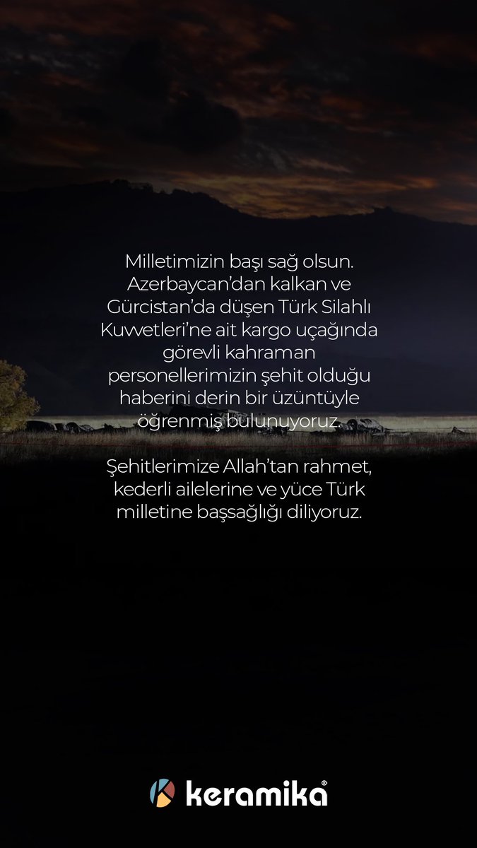 Görev başında şehit düşen kahraman personellerimize Allah’tan rahmet diliyoruz. Milletimizin bașı sağ olsun.

#ȘehitlerÖlmez #BașımızSağolsun