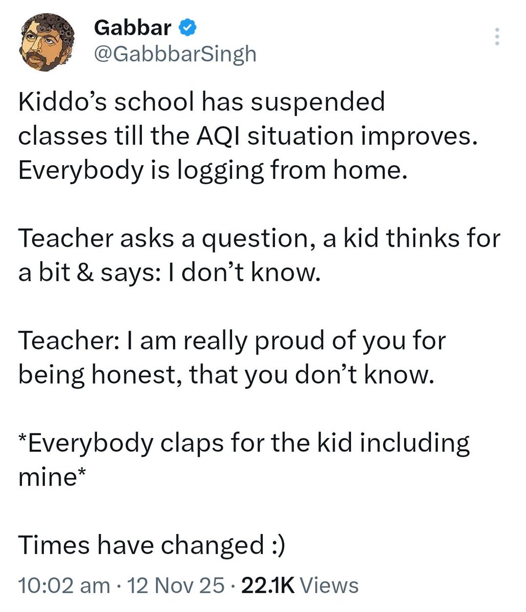 suritalreja's tweet image. What a time we are living in.

There was a time when a child was supposed to go to school to laugh with friends, play in the ground, and learn by connecting with the world.

Today, the same child has to stay home and study through a screen because the air outside isn’t safe to…