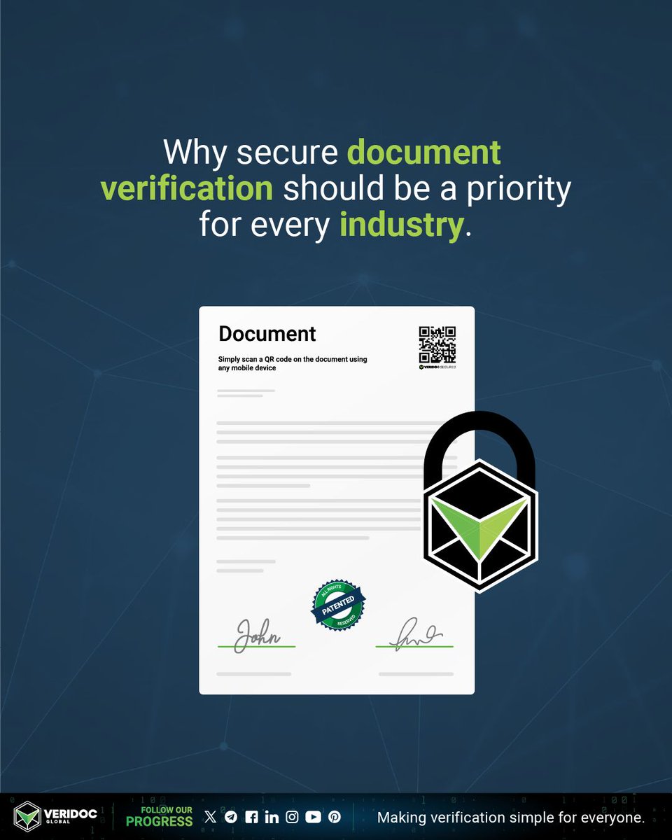 Fraud is on the rise in every sector. Make document security a priority with VeriDoc Global’s blockchain solutions. Learn more: veridocglobal.com .