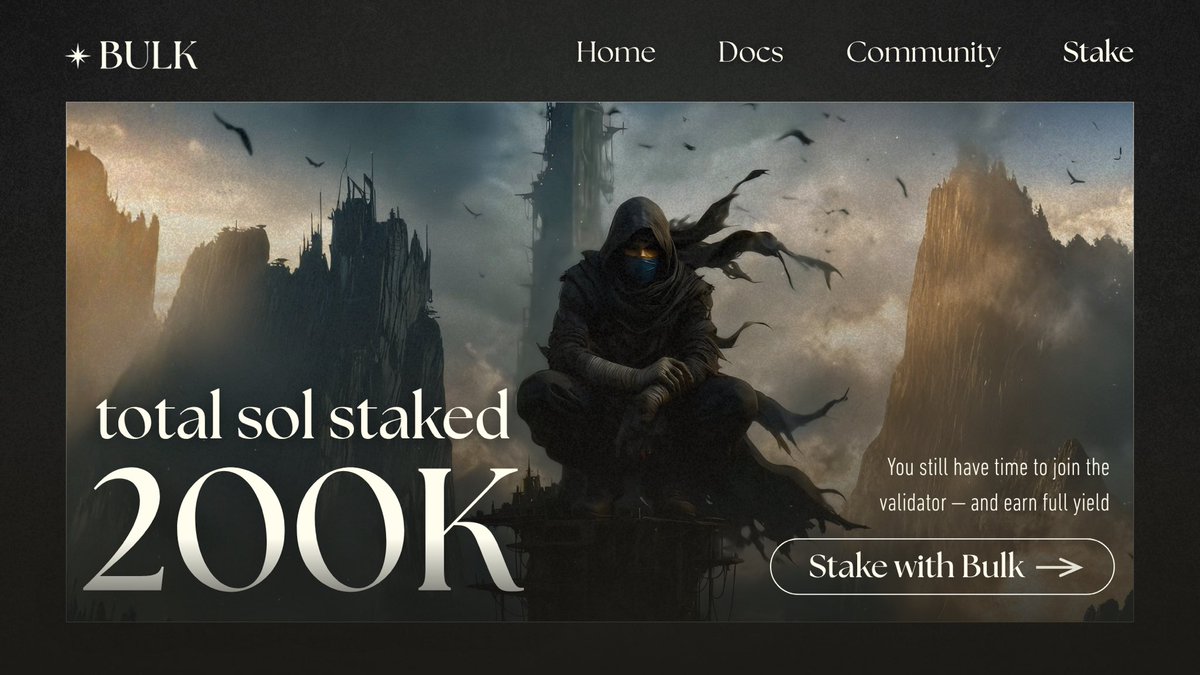 _CryptoNotes_'s tweet image. Good morning for all Bulkers

The energy is shifting.

Over 200,000 SOL is now secured with the @bulktrade validator, and this is just the first chapter.

While others feel the aura, you can feel the yield.

We&apos;re at 0% commission. Every bit of reward belongs to you.

Secure your…