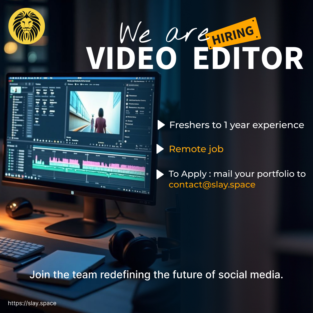 SLAY_Singhcoin's tweet image. We’re hiring a Video Editor!

Freshers welcome, work remotely with the team redefining the future of social media.

📩 Send your portfolio: contact@slay.space

🔗 slay.space

#Hiring #VideoEditor #RemoteJob #SlayApp #CreativeJobs