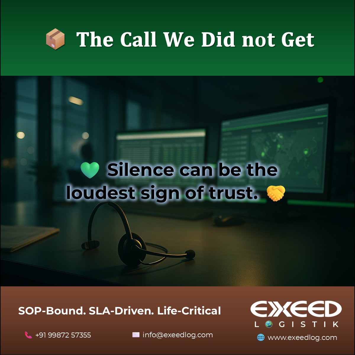 ExeedLogistik's tweet photo. 📦 𝐓𝐡𝐞 𝐂𝐚𝐥𝐥 𝐖𝐞 𝐃𝐢𝐝 𝐧𝐨𝐭 𝐆𝐞𝐭.

No escalation. No exception.
Only consistent, silent performance.

𝐓𝐫𝐮𝐬𝐭 𝐢𝐬 𝐛𝐮𝐢𝐥𝐭 𝐰𝐡𝐞𝐧 𝐫𝐞𝐬𝐮𝐥𝐭𝐬 𝐬𝐩𝐞𝐚𝐤.

#CustomerPOV #Reliability #ExeedLogistik #SLADriven https://t.co/uJ341Ke5sv