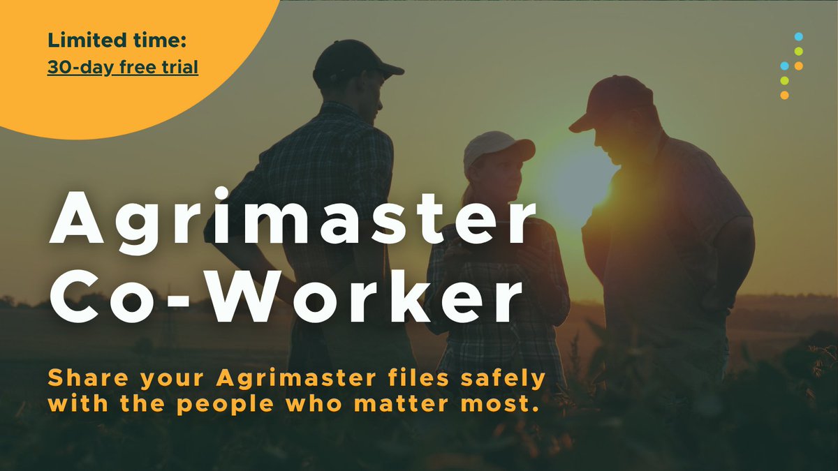 Agrimasters's tweet image. Agrimaster Co-Worker makes it simple to share your farm’s financial data securely with family and business partners.

Agrimaster Standard or Agrimaster-Plus customers for a limited-time can try Agrimaster Co-Worker free for 30 days.

agmstr.com/3KuXzW6
T&amp;amp;Cs apply.