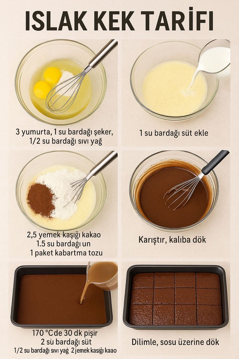 Pratik ıslak kek tarifi.Kaydedin lazım olur 👇🏻