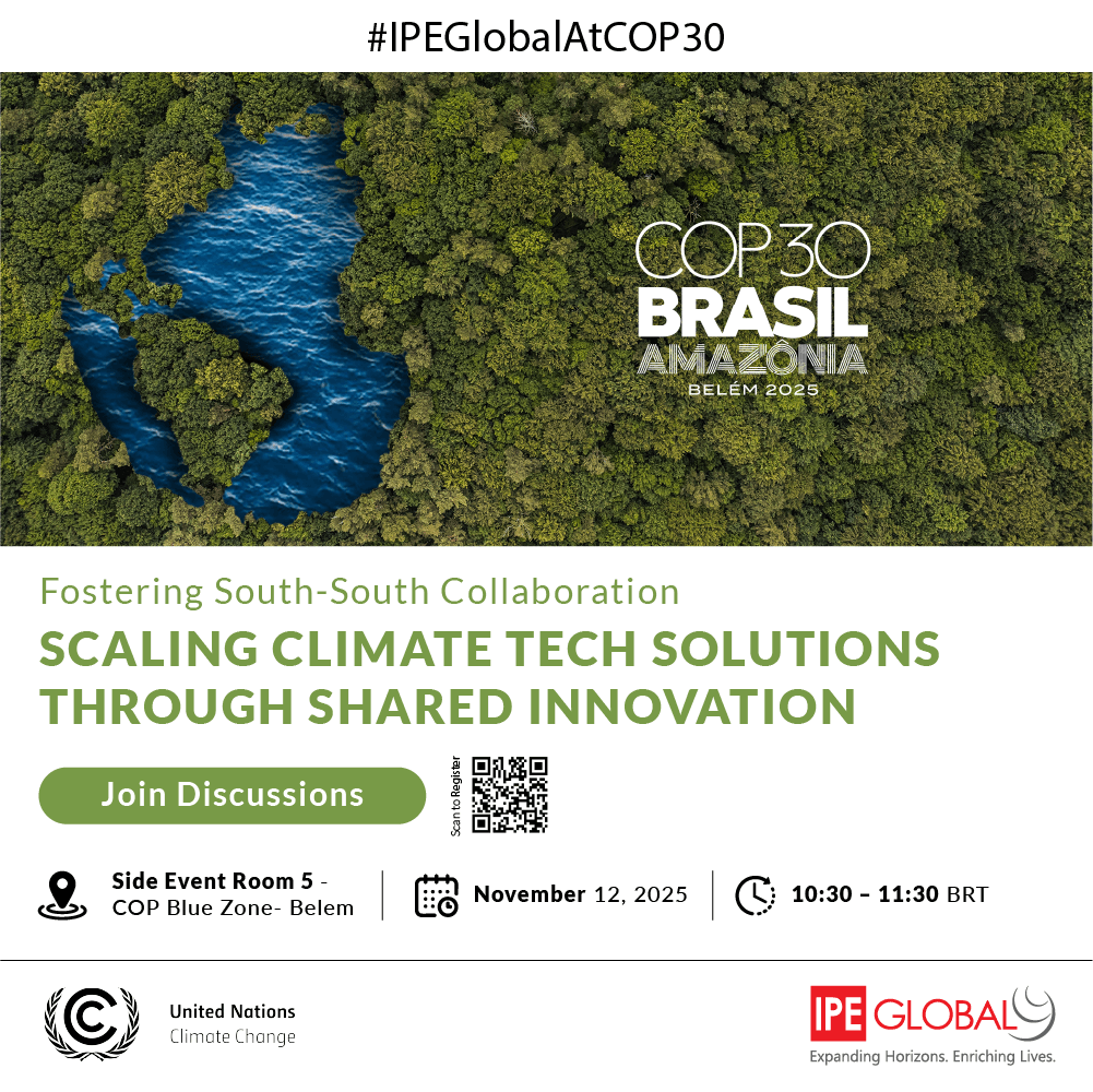 IPEGlobal's tweet image. Registration is now open for our #COP30 side event: “#Fostering South-South #Collaboration: Scaling #Climate Tech Solutions.”

Join us as we spotlight innovative climate technologies and #partnerships that amplify the voice of the Global South in advancing practical, scalable
