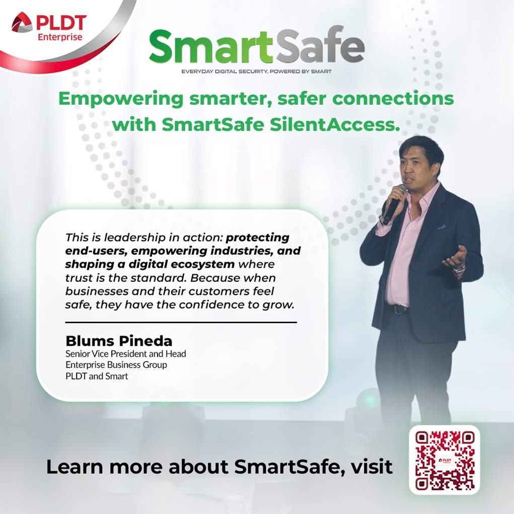 PLDTEnterprise's tweet image. At the launch of #SmartSafe - the country’s first GSMA-certified telco-powered Anti-Fraud API suite - Blums Pineda reaffirmed the B2B leader&apos;s commitment to enabling businesses to grow w/ confidence.

Learn more: bit.ly/pldtenterprise…

#CommittedToYourSuccess
