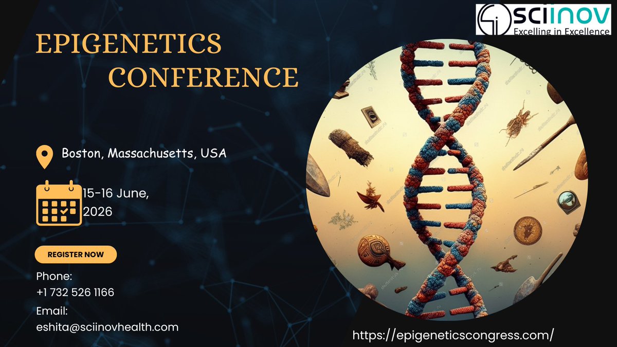 EGC_2026's tweet photo. 🔬 Join the Epigenetics Conference 2026 
 
    📅 June 15–16, 2026
     📍Boston, USA!

🧬 Explore how epigenetic mechanisms shape health, disease &amp; therapeutics.

🌐 https://t.co/6EWWf4ruoA

#Epigenetics #Genomics #Biotech #LifeSciences #ResearchConference https://t.co/sjJKJSxsB9