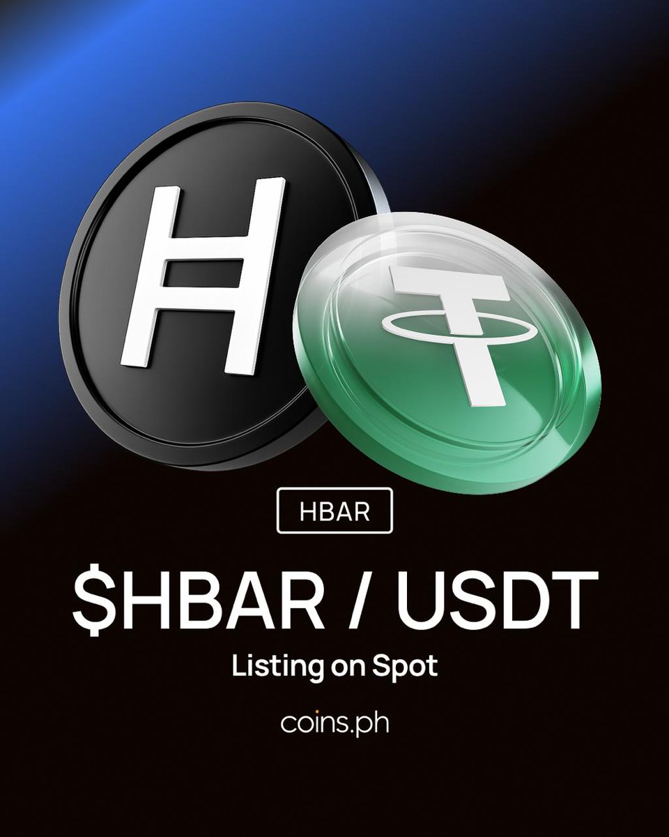 coinsph's tweet photo. $HBAR (@hedera) has entered the chat, and it’s LIVE on https://t.co/nwbIOfGZon Spot! 

Say hello to $HBAR - the fast, fair, and green network built for the next generation of the internet.

Whether you’re a seasoned trader or just exploring what’s next in crypto, $HBAR deserves a spot on your radar. 📷

Trade $HBAR with PHP or USDT and enjoy deep liquidity right on Coins Pro.

Start trading today!