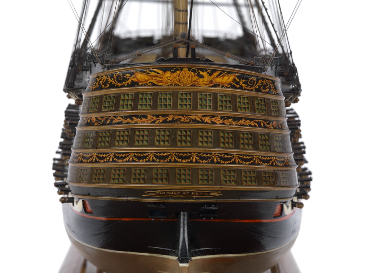 A full hull design model of the Duke of Kent, a proposed 170 gun four-decker ship of the line, circa 1809, which was never built. Safe to say she would have been the largest ship of the line ever built. 
NMM (ID: SLR0660)