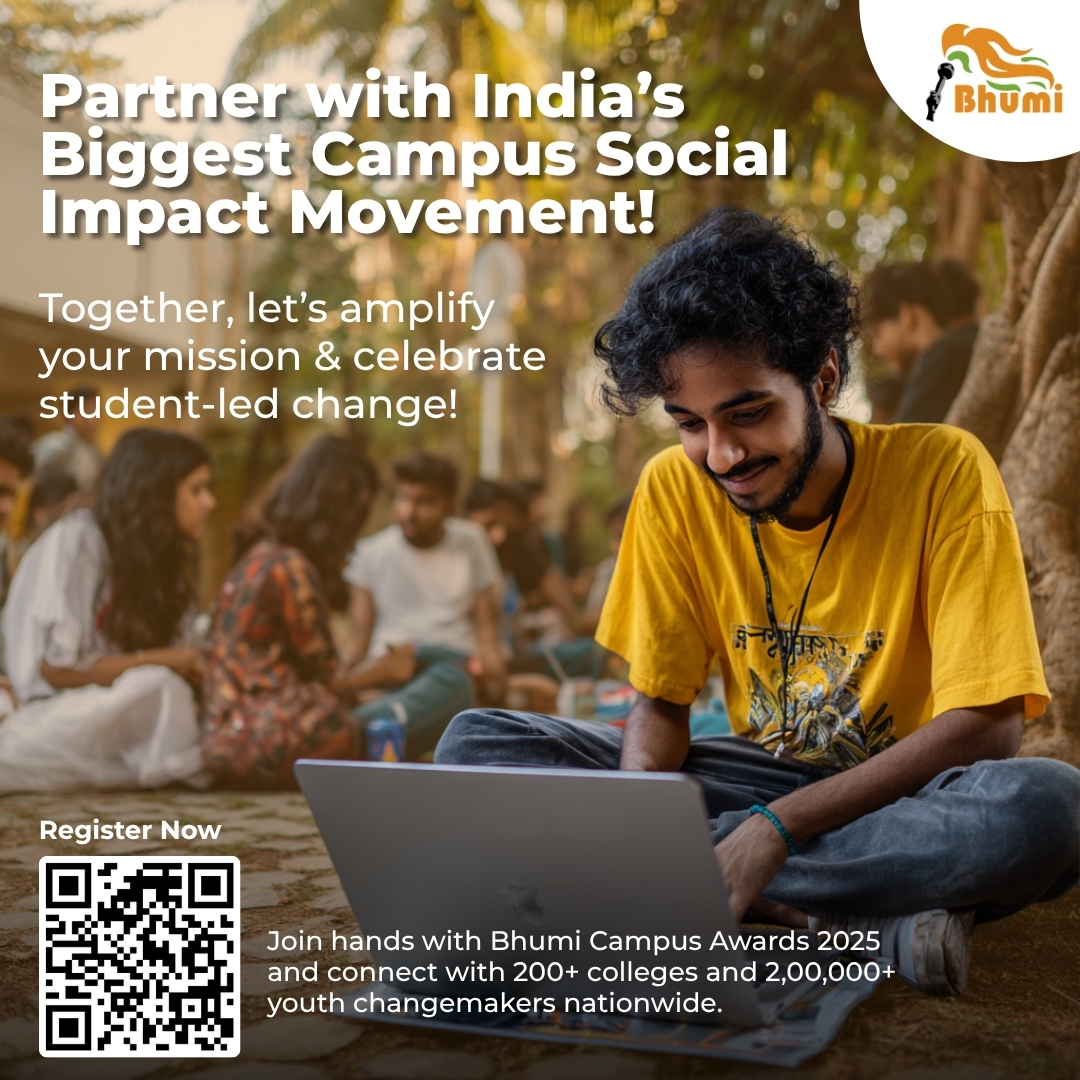 🌍NGOs, let’s join hands for Bhumi Campus Awards 2025 - India’s biggest celebration of social responsibility in higher education!

💫 Partner with Bhumi &amp; amplify change!

👉 Colleges, vote now: campus-awards.bhumi.ngo

#BhumiCampusAwards #YouthForChange #SocialImpact #BCA2025