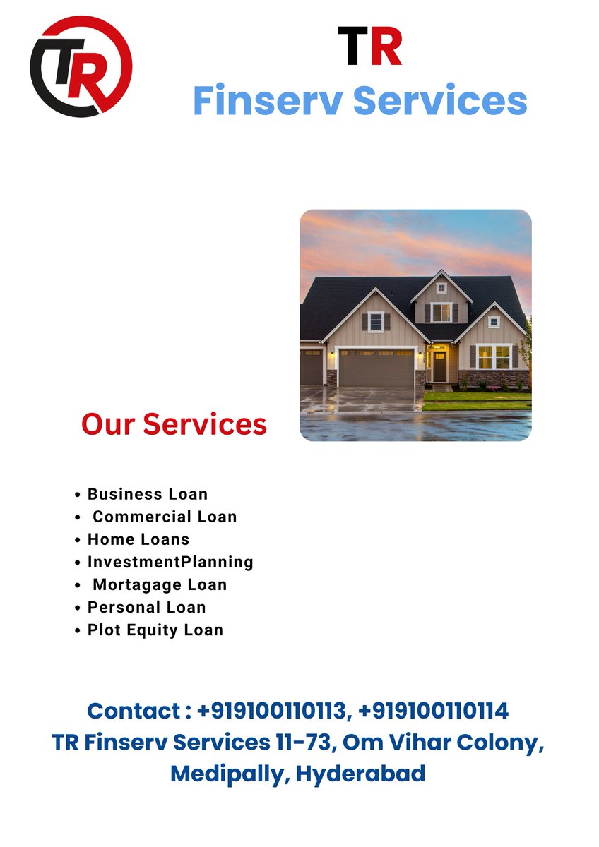 TRFinServices's tweet photo. Grow your business with TR FINSERV SERVICES!
We offer customized loan solutions to power your dreams — whether you’re expanding your business, buying property, or planning an investment.

📞 Contact us today:
📱 +91 9100110113 / +91 9100110114 https://t.co/1uCmcGJhQb