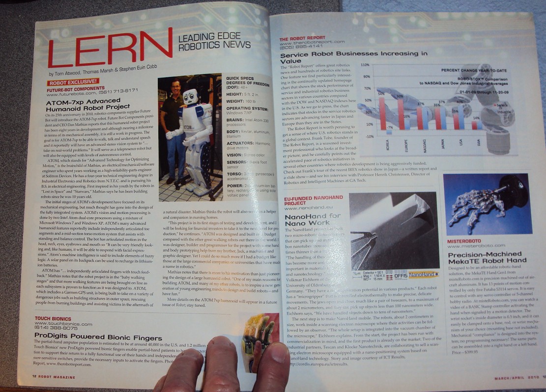 ATOM1Humanoid's tweet image. Here is one example of my ATOM named humanoid form FutureBots labs was out first, ATOM 1.0 formally ATOM 7xp was day-viewed in ROBOT magazine in March/ April issue 2010 also in 2010 in SERVO magazine, looking for that issue.