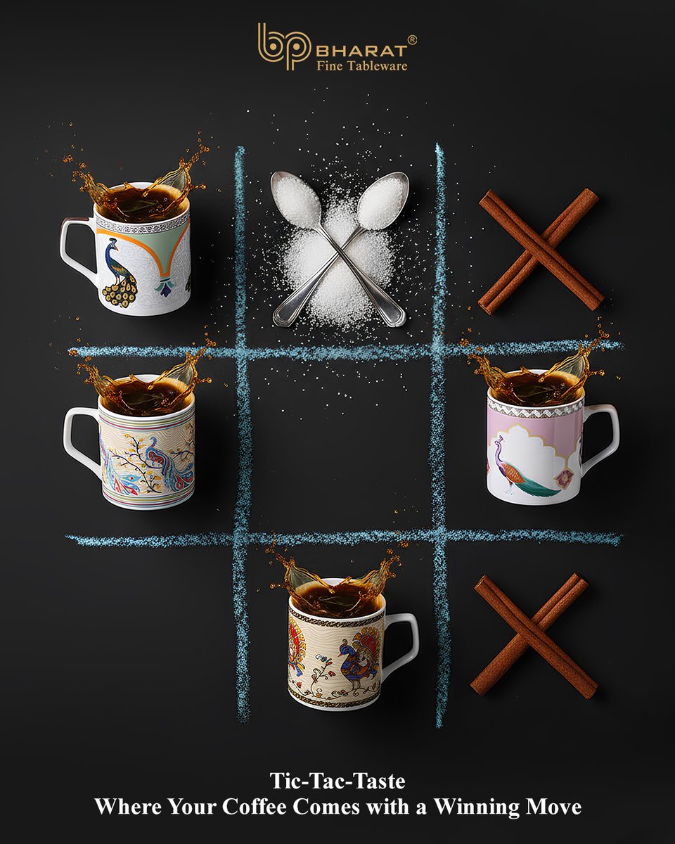 bharat_ctpl's tweet image. Not just a cup of coffee — it’s a winning move.
Crafted for those who play with style and sip with grace.
BP Bharat Fine Tableware — where style serves taste.

#BPBharat #CreativeDining #LuxuryCrockery #FineTableware #ArtOnTheTable #MadeInIndiaBrand #ModernLuxury #DesignerDining