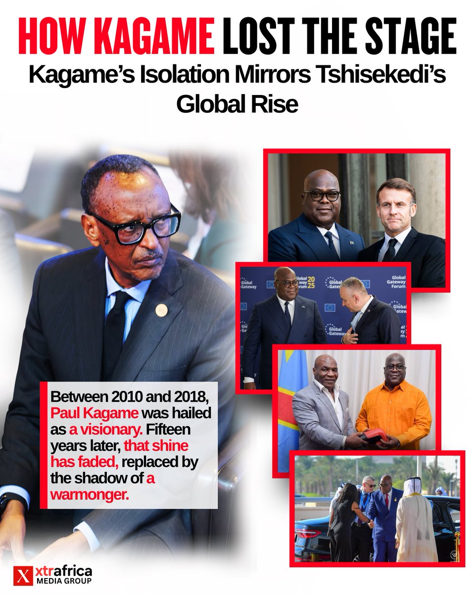 xtr_africa's tweet image. #ANALYSIS 🇨🇩 How Kagame’s Isolation Mirrors Tshisekedi’s Global Rise

Between 2010 and 2018, Paul Kagame was the West’s favorite African leader. Rwanda was marketed as the “Singapore of Africa,” and Kagame was lauded as a visionary reformer. He shared stages with Bill Clinton,…