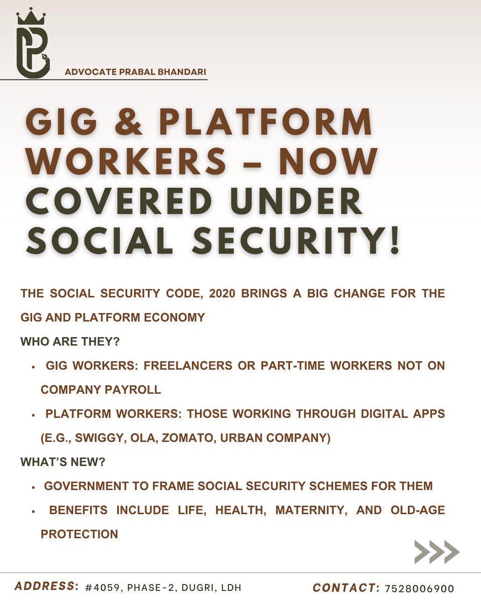 advpb14's tweet image. #SocialSecurityCode #GigWorkers #PlatformWorkers #LabourLawUpdates #KanoonwaleBhaiya #EPF #ESI #Compliance #PayrollUpdate #2025Reforms