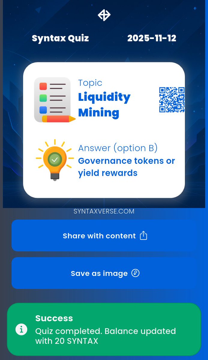 churchi_blaq's tweet image. NOVEMBER 11th, 2025
1) #SyntaxVerse quiz answer for today 🎯
2) #Xenea wallet #quiz answer for today  ✅
3) #Marina protocol quiz #answer 🔥
4) #SpurProtocol quiz answer 👌

Time to contribute and stack with 👇
@SIXR_cricket