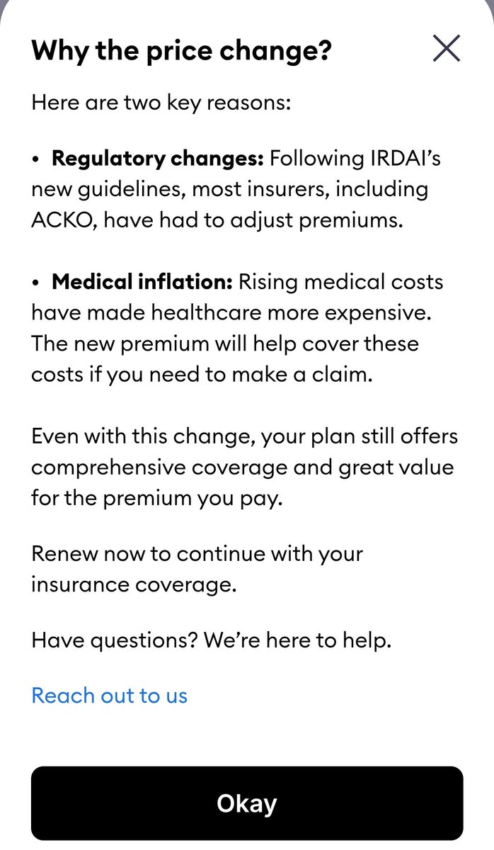 SarkarGPT's tweet photo. So @BJP4India removed 18% GST on #insurance

And IRDAI added an 18% hike in premium

Kindness in India has fine print

Thank you @nsitharaman @nsitharamanoffc

@ACKOSupport so now I have to pay 18% more for all my policies every year?

@themahavir @joinditto @duavarun @ACKOIndia https://t.co/oWSJ863YhW