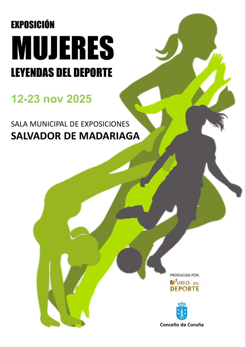 Hoy se inaugura una nueva exposición de ‘Mujeres Leyendas del Deporte’ en Coruña. Con la presencia de su alcaldesa <a href="/inesreygarcia/">Inés Rey</a> y de la campeona olímpica <a href="/sofiatoropp/">Sofía Toro</a> 

📍 Sala exposic. Salvador de Madariaga
📆 Del 12 al 23 de nov
🧾 Entrada libre

#leyendas 

<a href="/ConcelloCoruna/">Concello da Coruña</a>