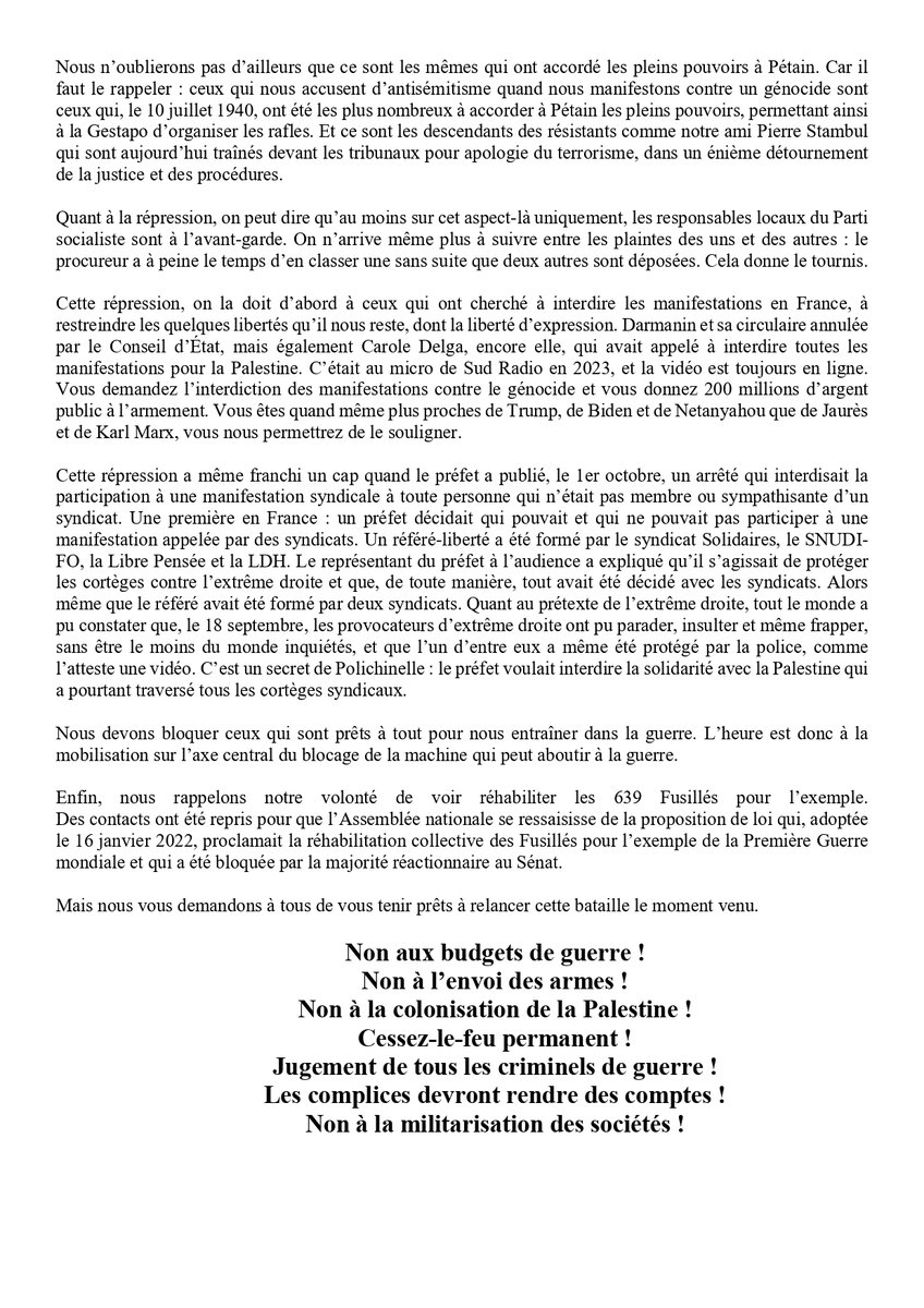 LibreGroupe's tweet image. discours de la LP 34 lors du rassemblement du 11.11.25 à Montpellier à 11H00 place Jean Jaurès