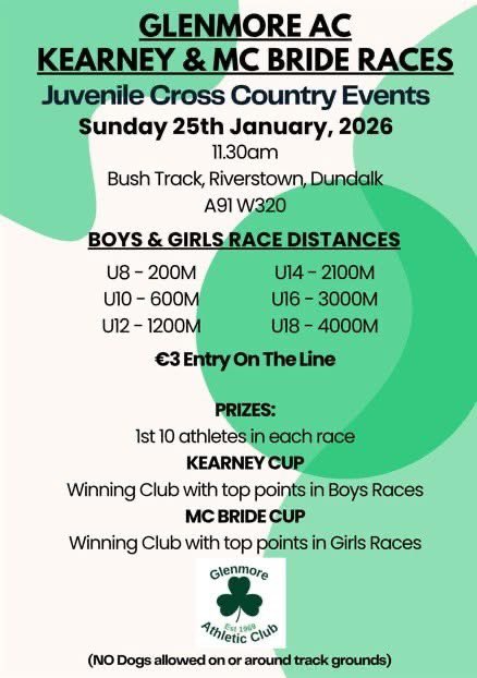 Details below of our upcoming Juvenile Cross Coutry event in January 2026....