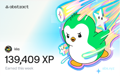 I just earned 139,409 XP on <a href="/AbstractChain/">Abstract</a>! 🎉