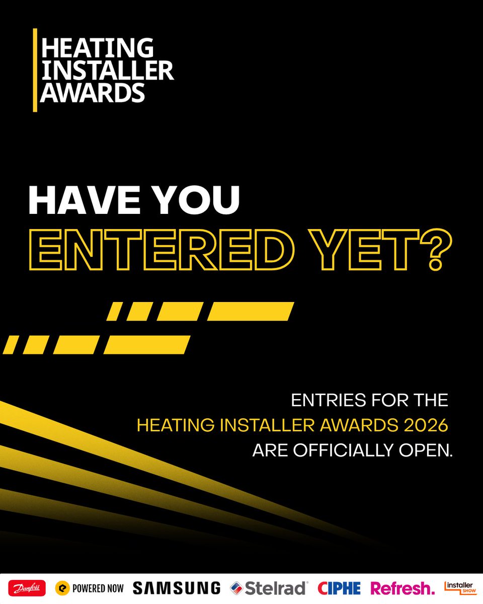 Have you entered for #HIA2026 yet? 

Entries are already coming in from across the UK,  don’t miss your chance to be recognised for your craft 👊

🏡 Regional
🌱 Renewable
❄️ HVAC
💫 Rising Star

Enter free → heatinginstallerawards.co.uk

#HeatingInstallerAwards